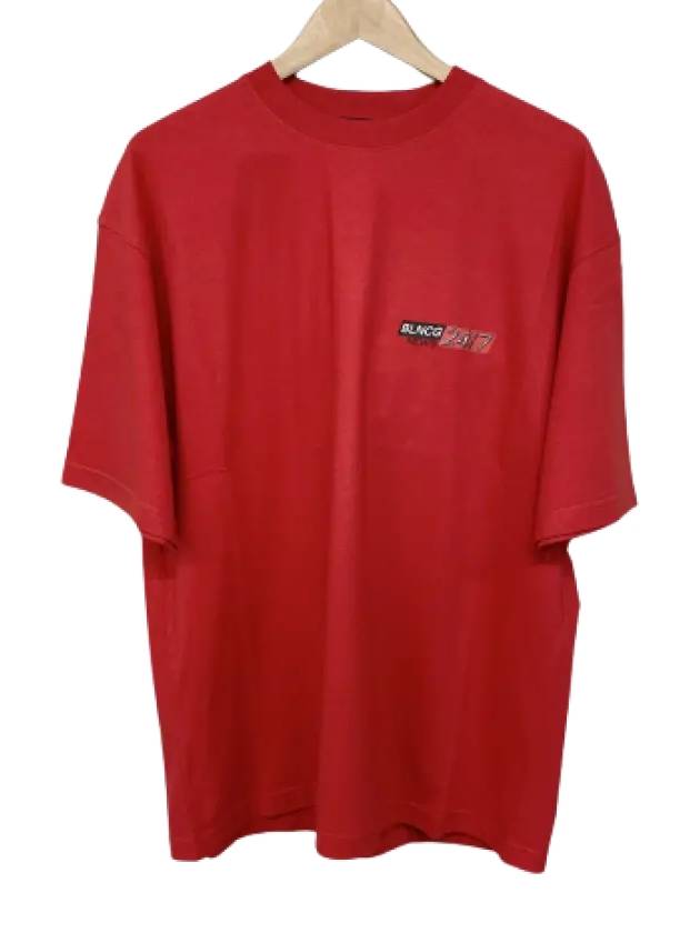 Luxury Balenciaga  News Logo Print Short Sleeve T-Shirt Red