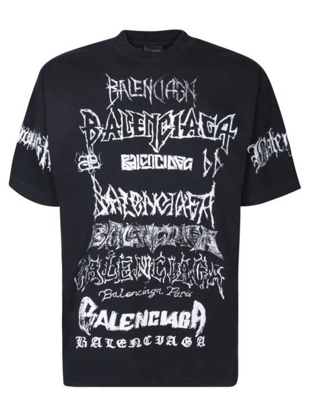 Luxury Balenciaga  DIY Metal Cotton Short Sleeve T-Shirt Black