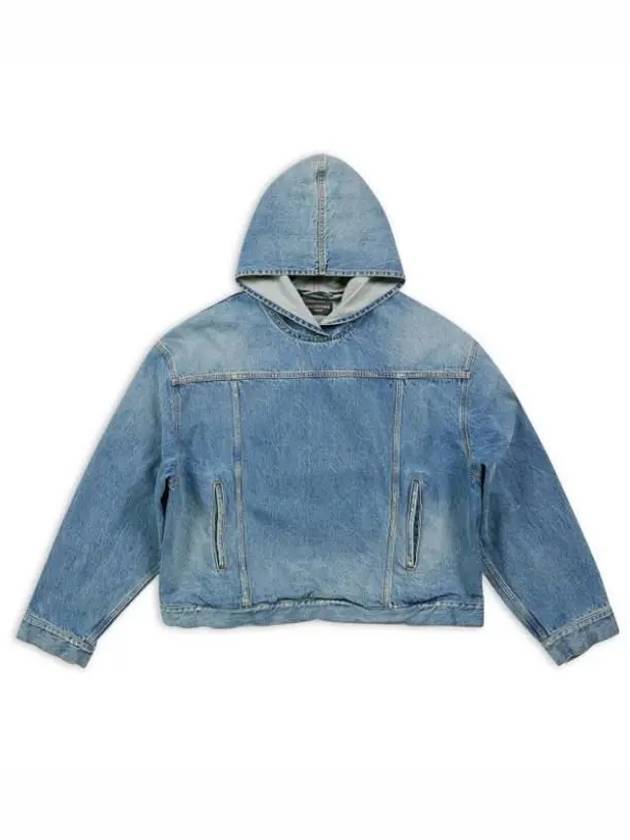 Luxury Balenciaga  Washed Effect Denim Hoodie Blue