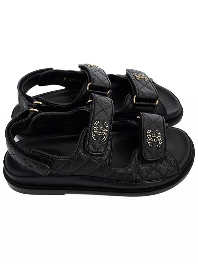 WoMen's CC Logo Velcro Sandals Gold Black Chanel