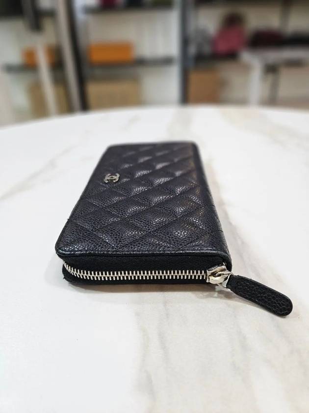 Classic caviar long wallet silver zipper 22nd unit A50097 Chanel
