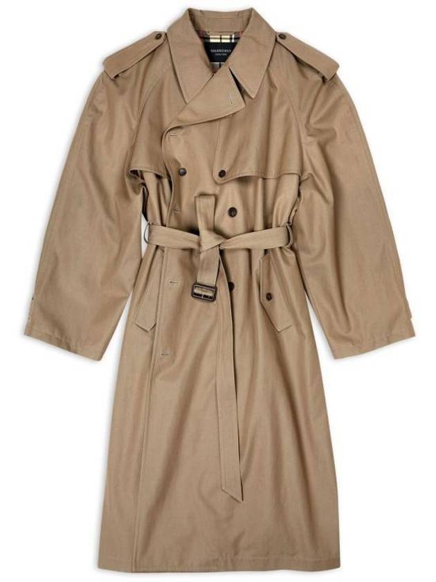 Luxury Balenciaga  Women's Oversized Shoulder Tab Trench Coat Beige