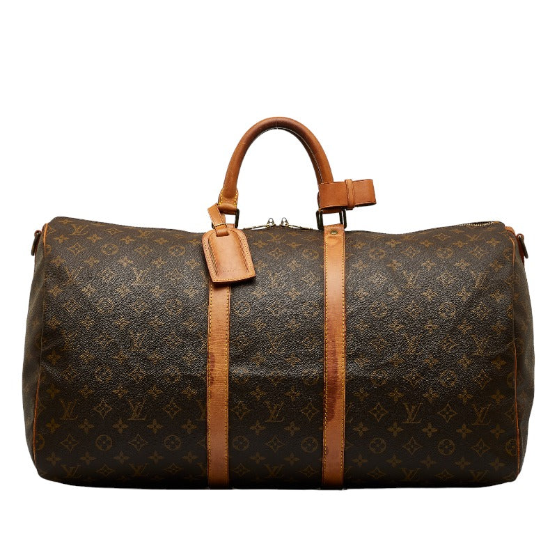 Louis Vuitton Monogram Keepall Bandouliere 55 Boston Bag 2WAY M41414 Brown PVC Leather  Louis Vuitton