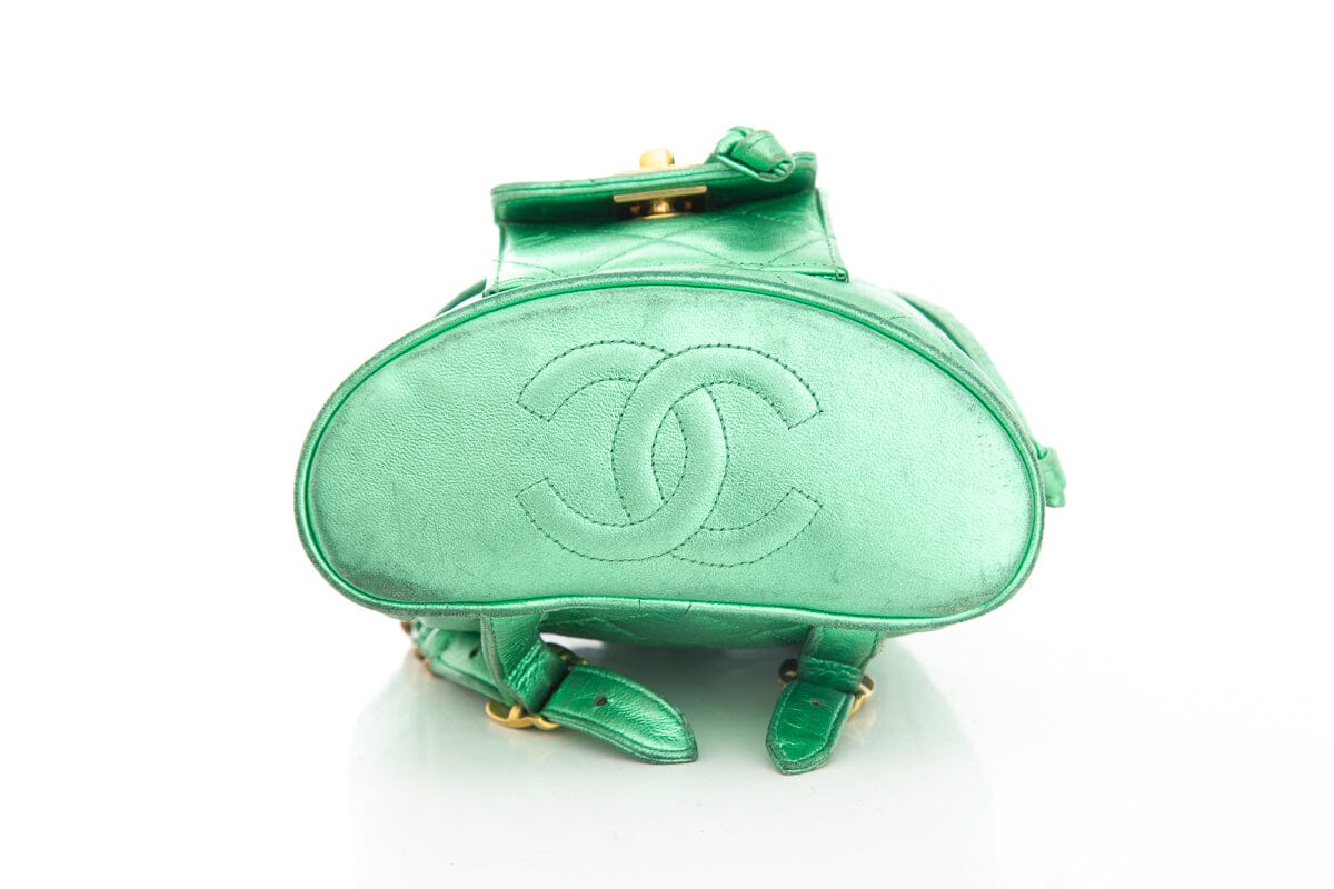 Chanel Vintage Metallic Green Mini Duma Backpack