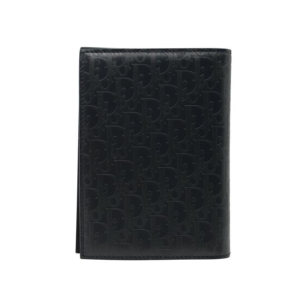 DIOR Oblique Bi-Fold Cardholder in Navy Leather