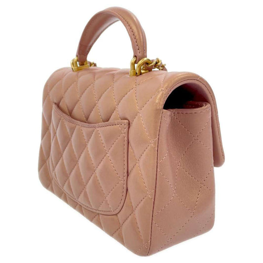 CHANEL 2wayChainShoulder Top Handle pink metallic AS2431 Lambskin Size 20