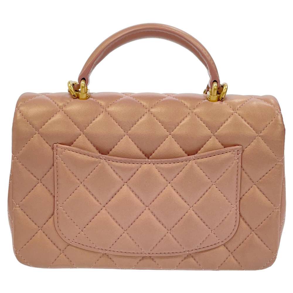 CHANEL 2wayChainShoulder Top Handle pink metallic AS2431 Lambskin Size 20