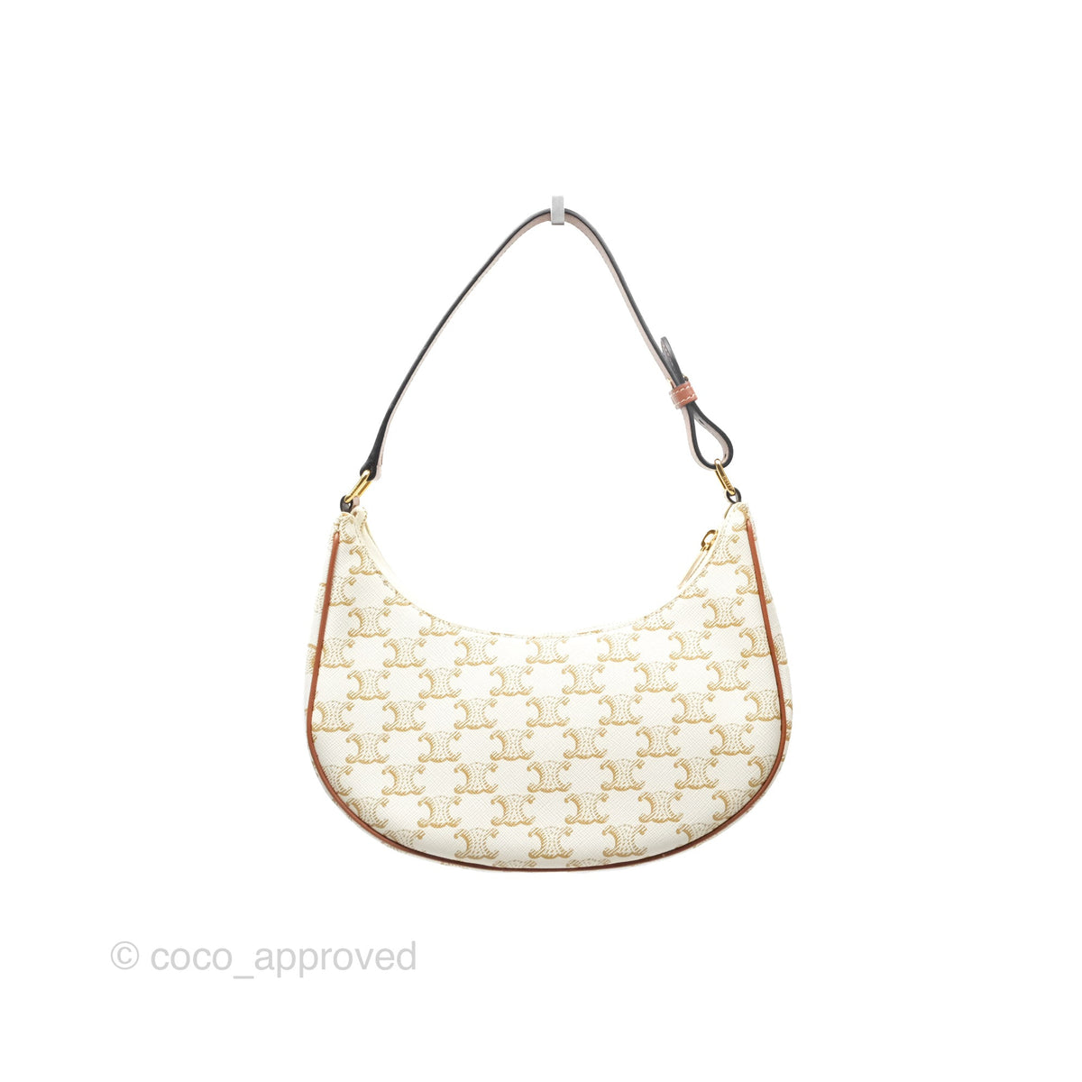 Celine Ava Bag In Triomphe Canvas Calfskin White