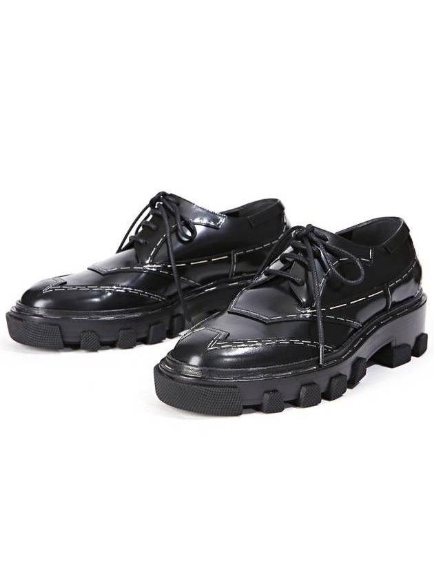 Luxury Balenciaga  Topstitched Leather Derby Black