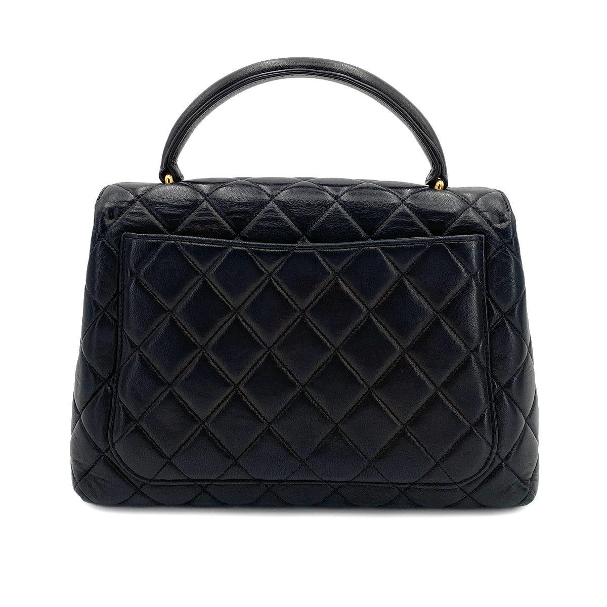CHANEL VINTAGE MATELASSE HAND BAG BLACK LAMB SKIN 90245039