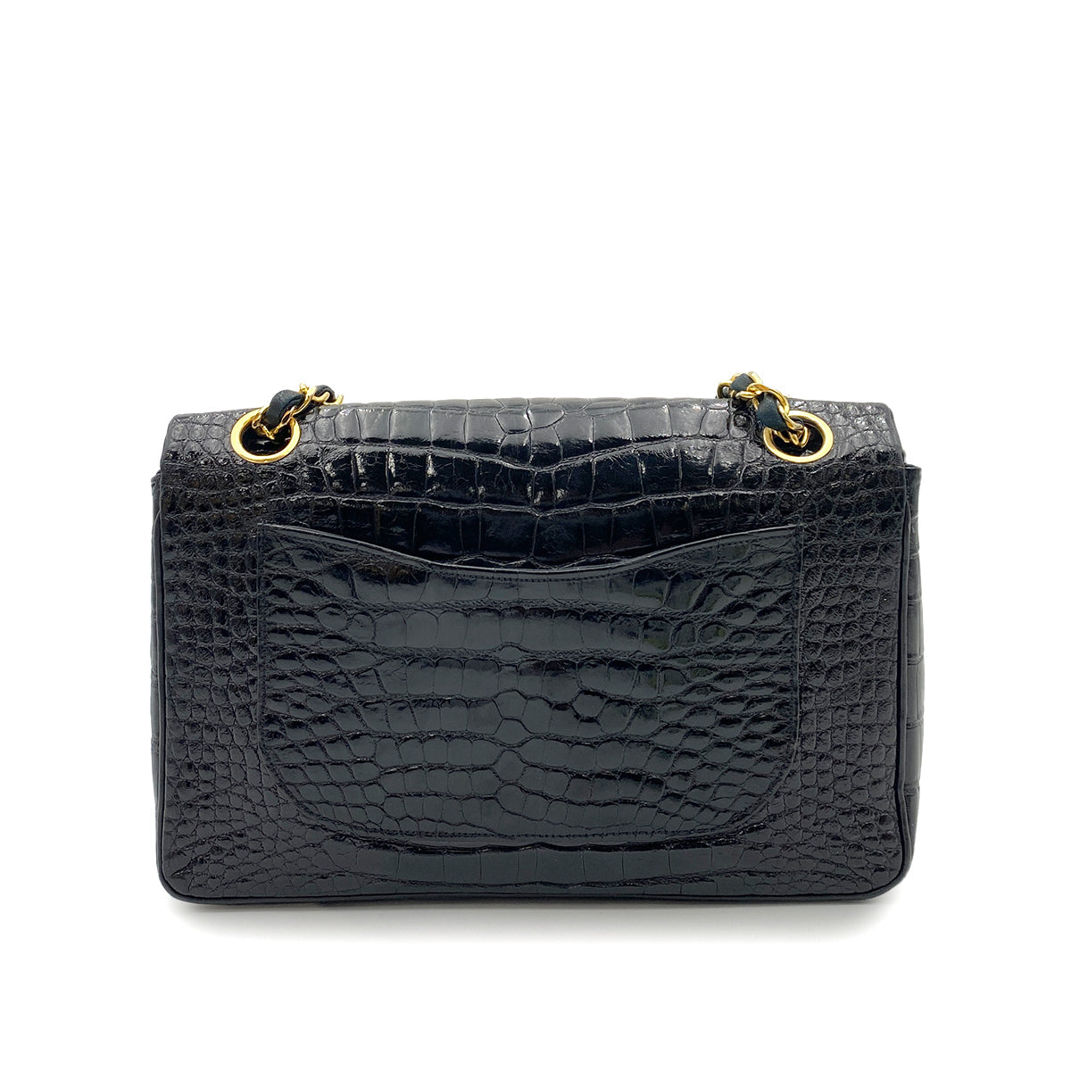 CHANEL VINTAGE CHAIN SHOULDER BAG BLACK CROCODILE 90257292