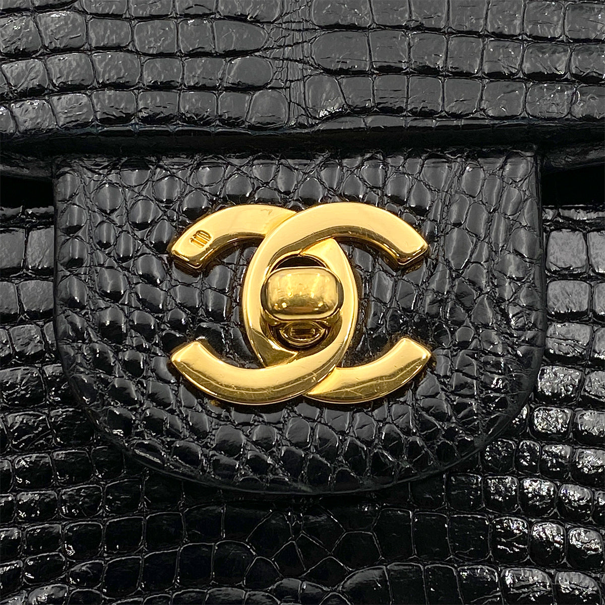 CHANEL VINTAGE CHAIN SHOULDER BAG BLACK CROCODILE 90257292