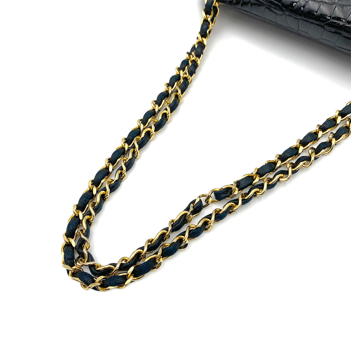 CHANEL VINTAGE CHAIN SHOULDER BAG BLACK CROCODILE 90257292