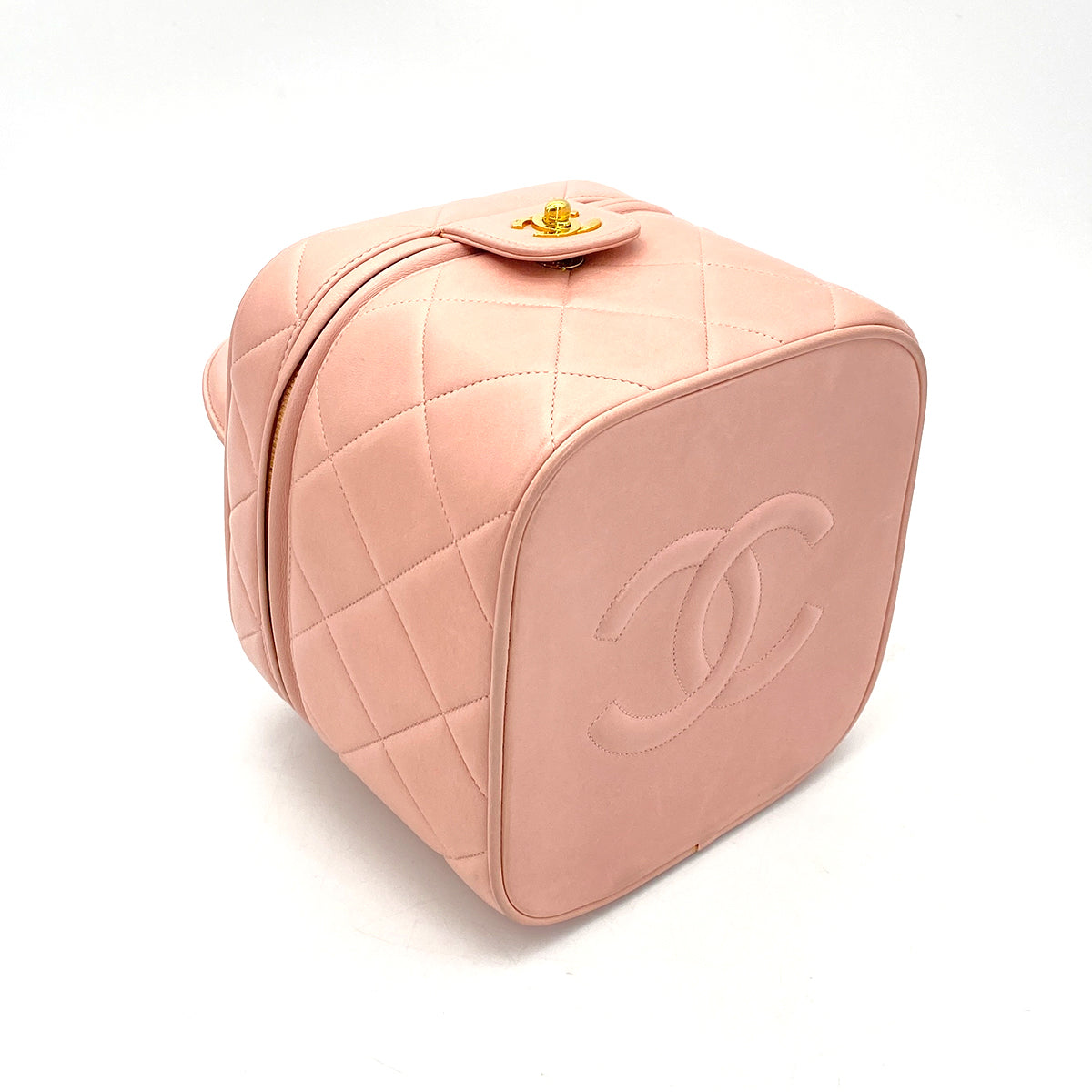 CHANEL VINTAGE VANITY HAND BAG PINK LAMB SKIN 90261563