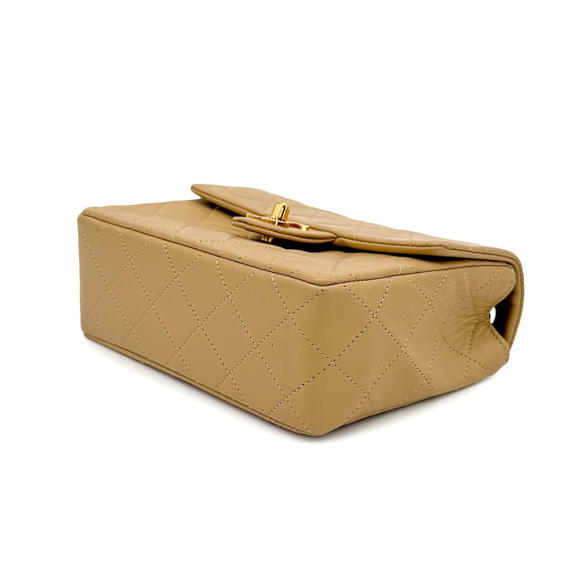 CHANEL VINTAGE MINI SQUARE 17 CHAIN HAND BAG BEIGE LAMB SKIN 90265880