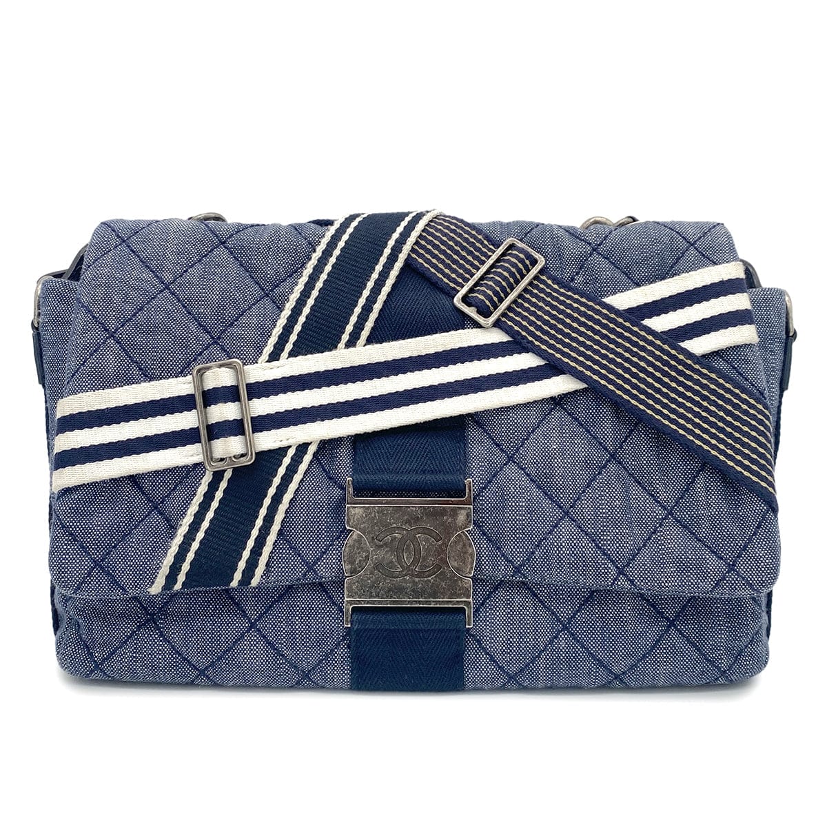 CHANEL DENIM AIRLINECHAIN SHOULDER BAG WITH RUTHENIUM 90265909
