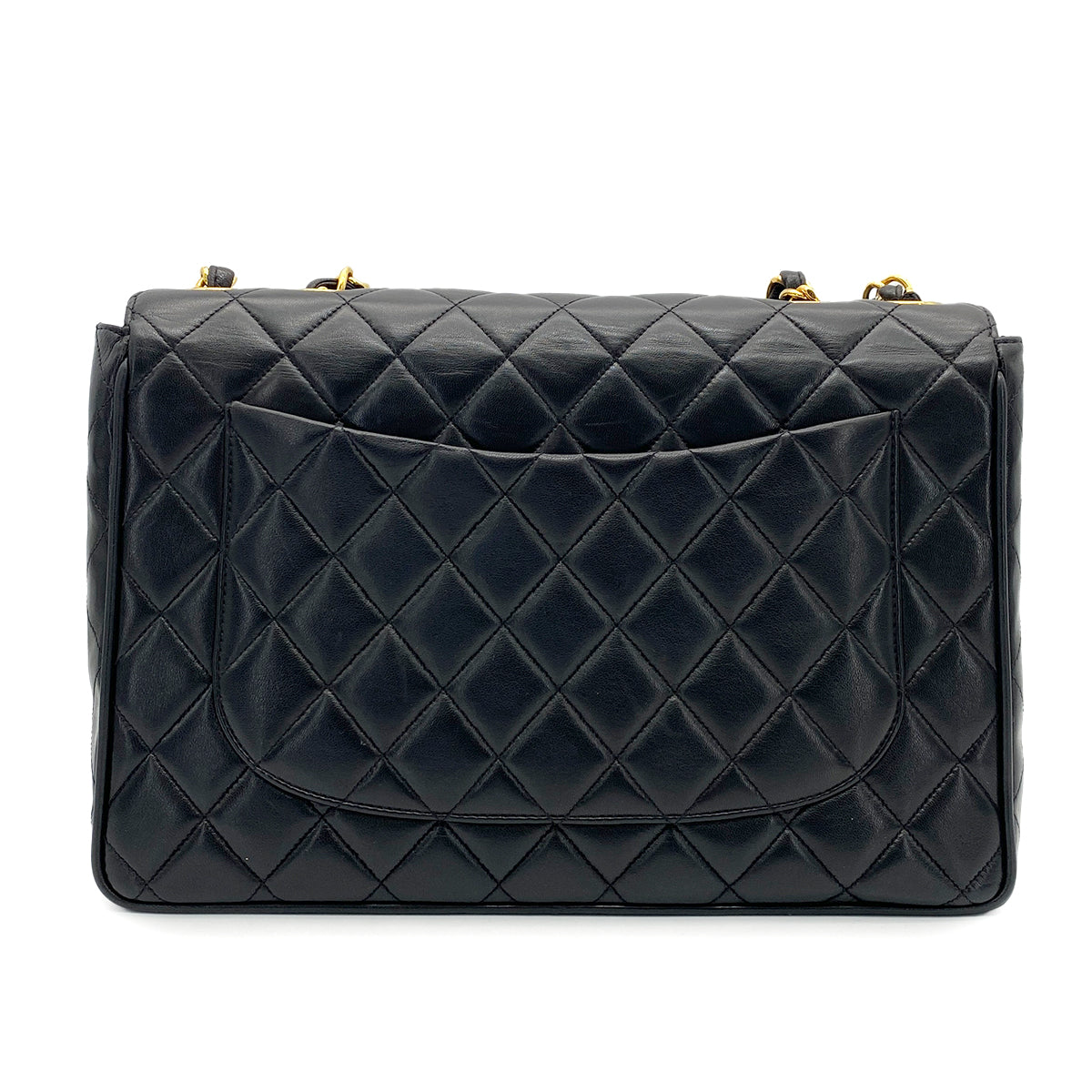 CHANEL VINTAGE JUMBO MATELASSE 30 CHAIN SHOULDER BAG BLACK LAMB SKIN 90266141