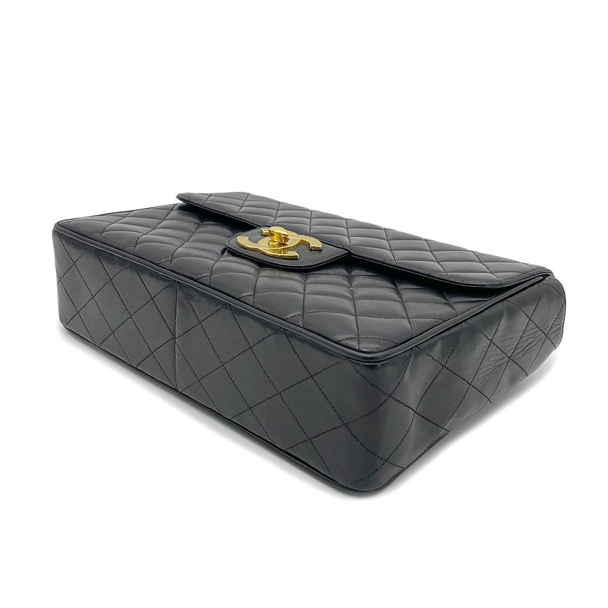 CHANEL VINTAGE JUMBO MATELASSE 30 CHAIN SHOULDER BAG BLACK LAMB SKIN 90266141