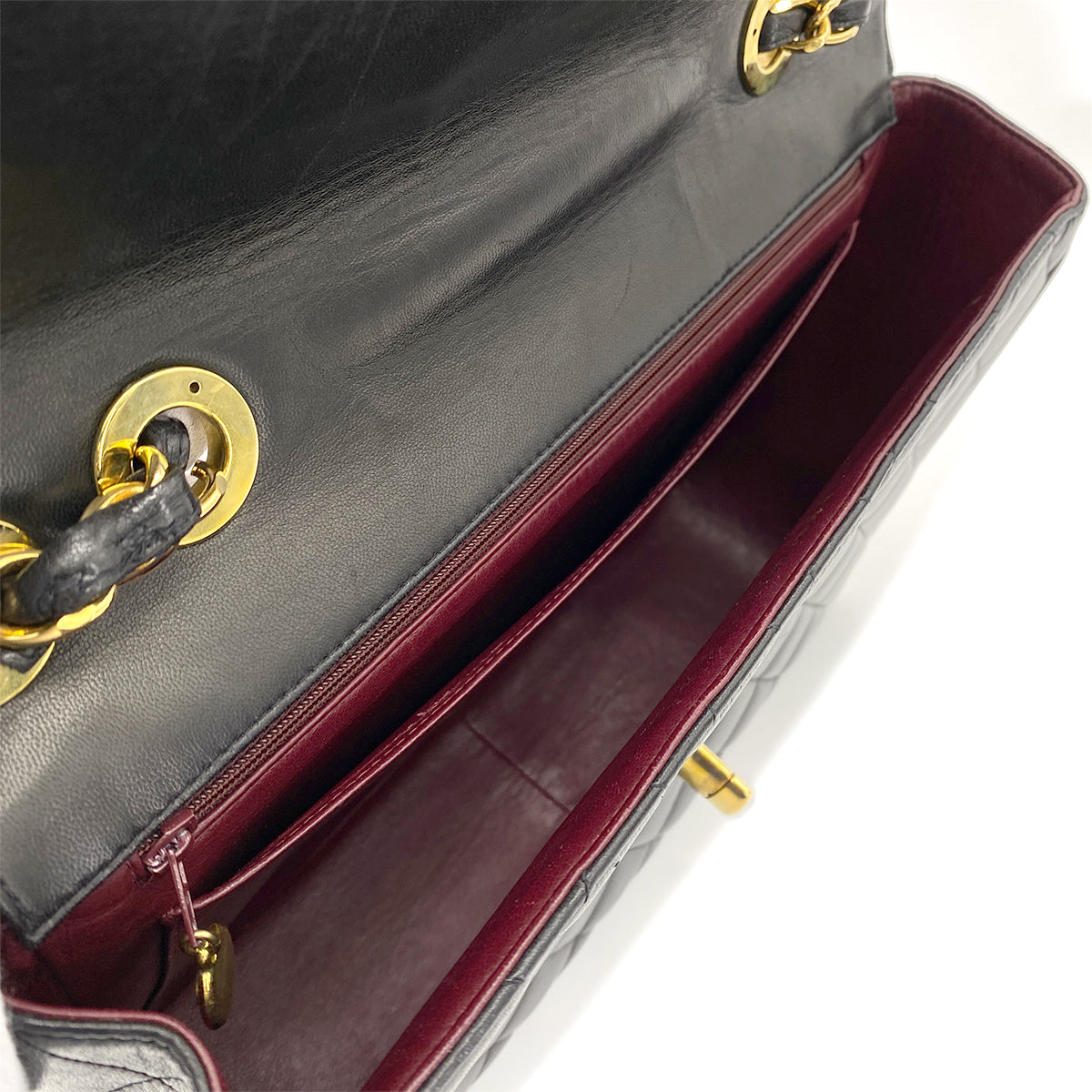 CHANEL VINTAGE JUMBO MATELASSE 30 CHAIN SHOULDER BAG BLACK LAMB SKIN 90266141