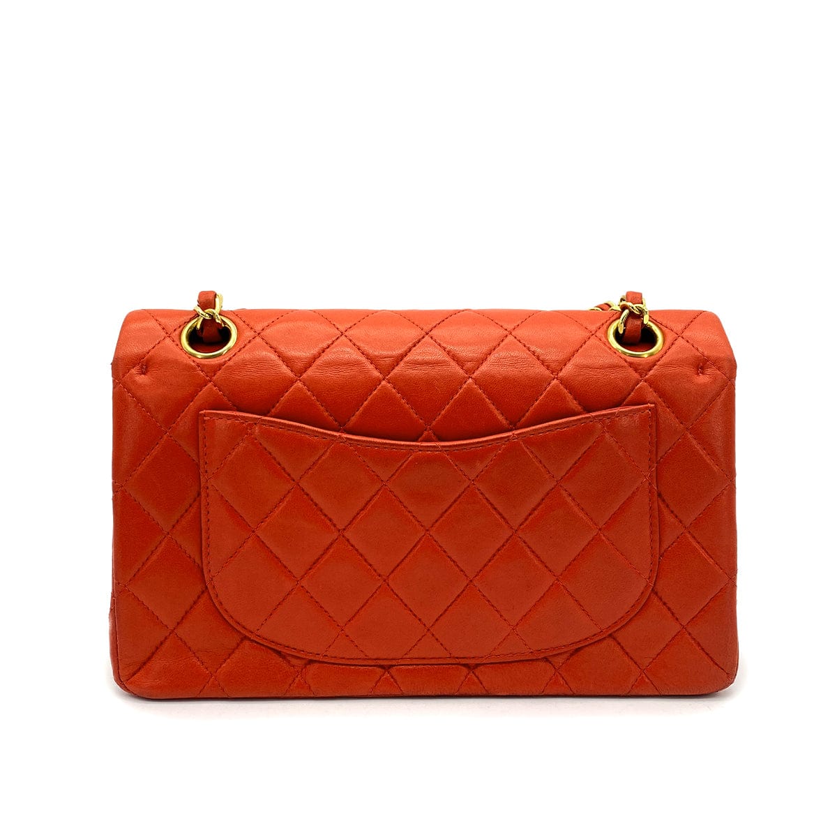 CHANEL VINTAGE CLASSIC FLAP SMALL CHAIN SHOULDER BAG RED LAMB SKIN 90266723