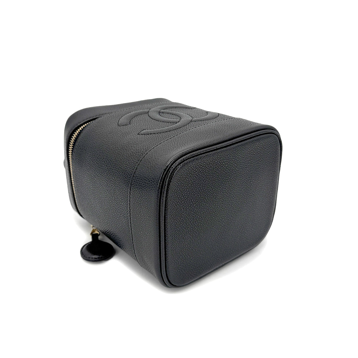 CHANEL VINTAGE VANITY HAND BAG BLACK CAVIAR SKIN 90267393