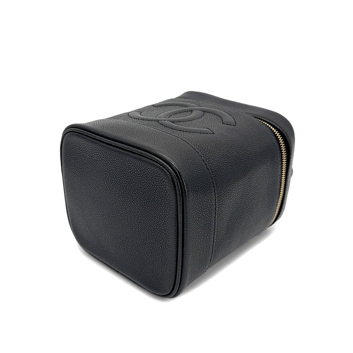 CHANEL VINTAGE VANITY HAND BAG BLACK CAVIAR SKIN 90267393