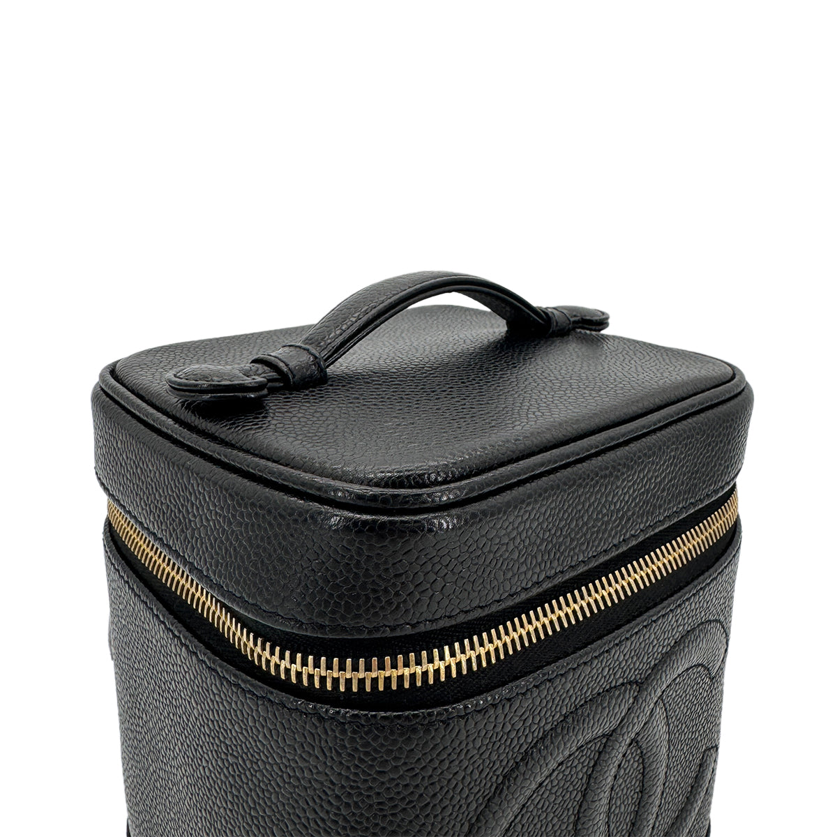 CHANEL VINTAGE VANITY HAND BAG BLACK CAVIAR SKIN 90267393
