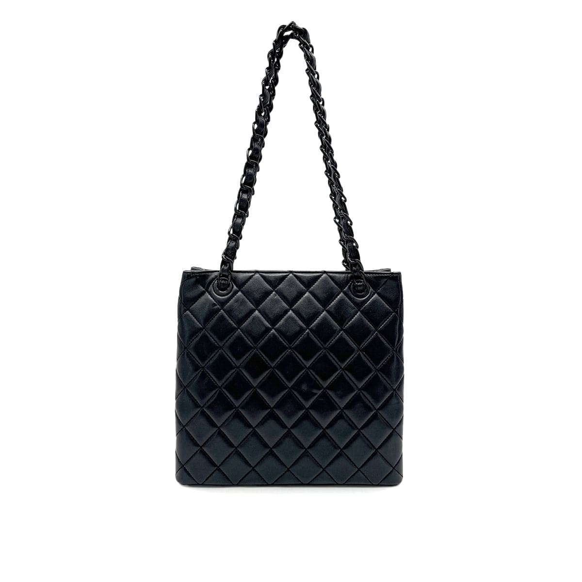 CHANEL VINTAGE PLASTIC CHAIN SHOULDER BAG BLACK 90268909