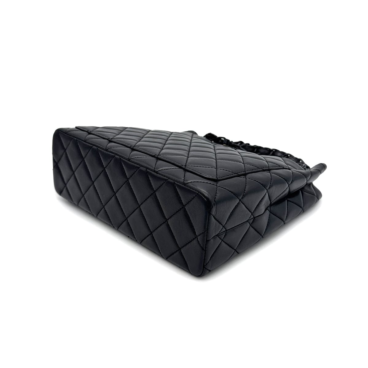 CHANEL VINTAGE PLASTIC CHAIN SHOULDER BAG BLACK 90268909