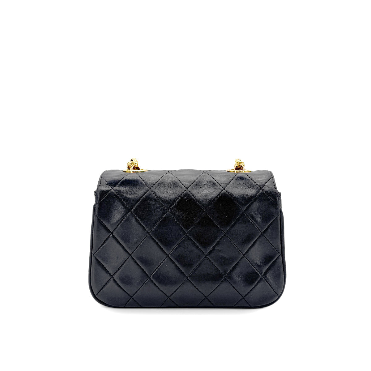 CHANEL VINTAGE MATELASSE MINI CHAIN SHOULDER BAG BLACK LAMB SKIN 90269602