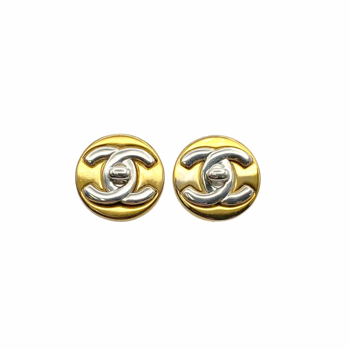 CHANEL VINTAGE EARRINGSTURN LOCK ROUND ACCESSORY 97A 90270780