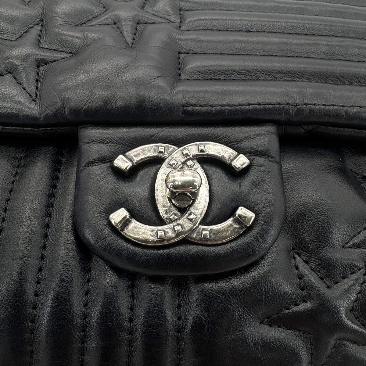 CHANEL PARIDARAS CHAIN SHOULDER BAG STAR BLACK LAMB SKIN 90270787