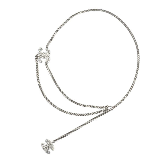 CHANEL CHAIN BELT COCOMARK HEART RHINESTONE SILVER ACCESSORY 04A 90271289