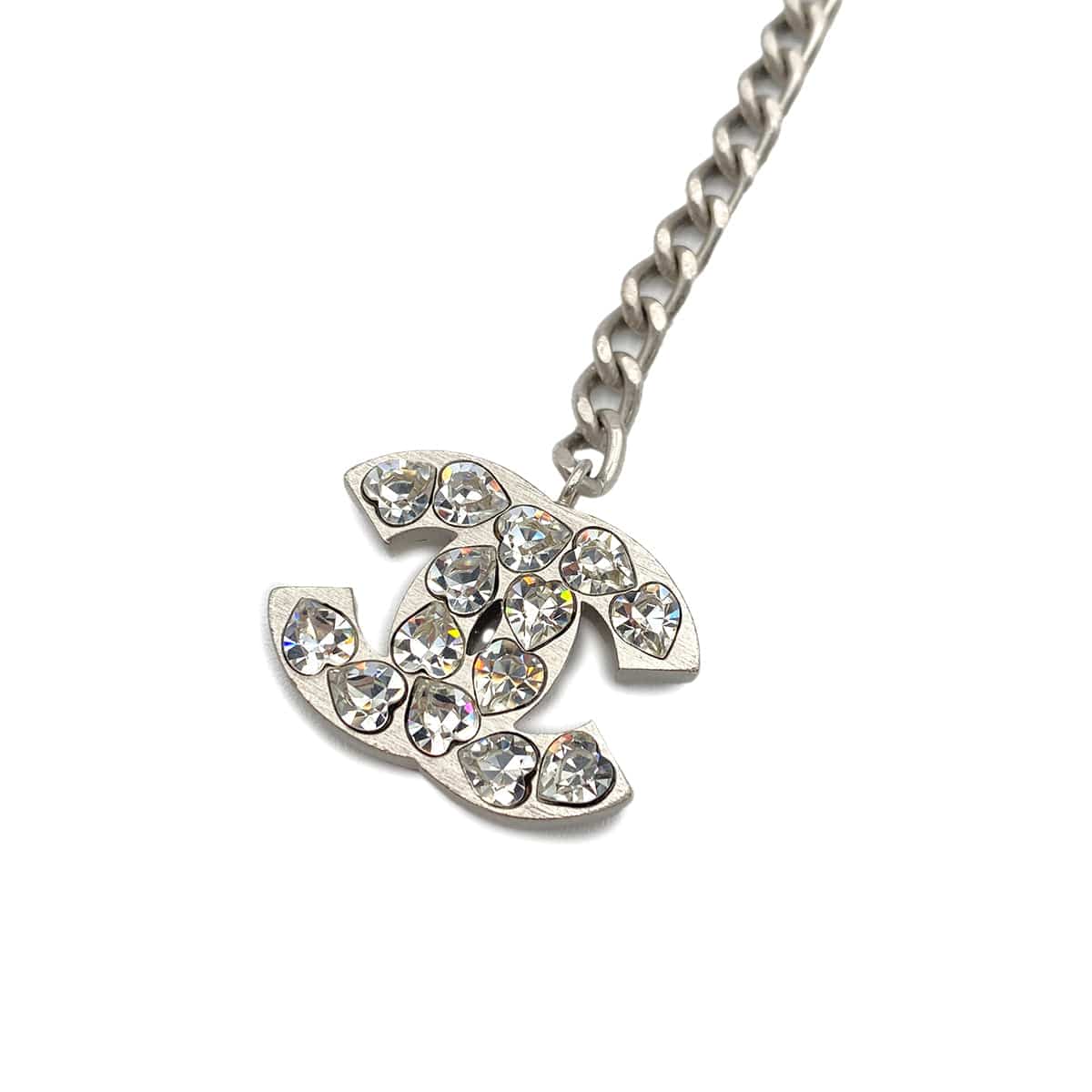 CHANEL CHAIN BELT COCOMARK HEART RHINESTONE SILVER ACCESSORY 04A 90271289