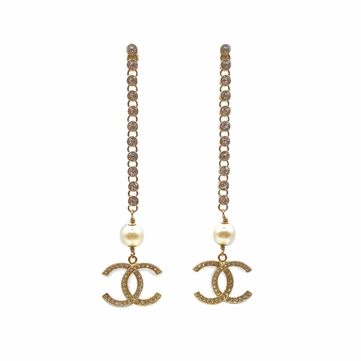CHANEL EARRINGS COCOMARK RHINESTONE FAKEPEARL SWING ACCESSORY B21B 90271290