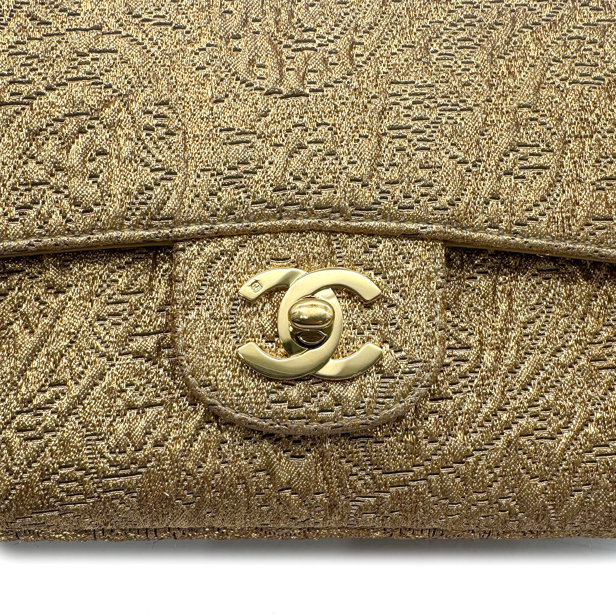 CHANEL VINTAGE CHAIN SHOULDER BAG NISHIJIN TEXTILE GOLD 90271968