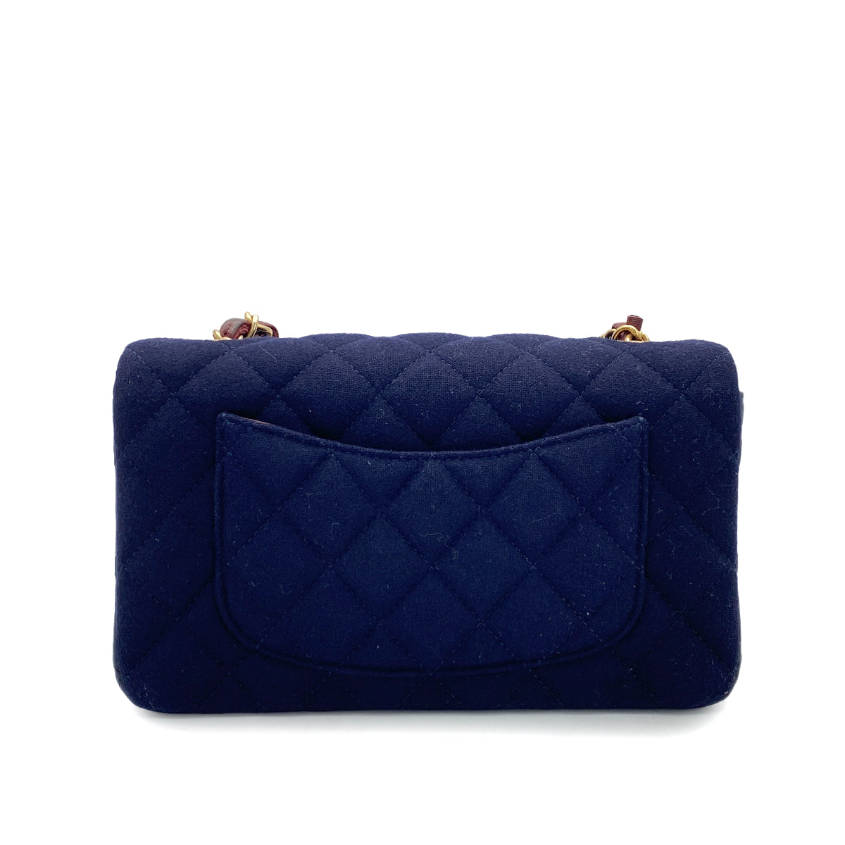 CHANEL MATELASSE CHAIN SHOULDER BAG MARINE CHARM NAVY COTTON JERSEY 90271983