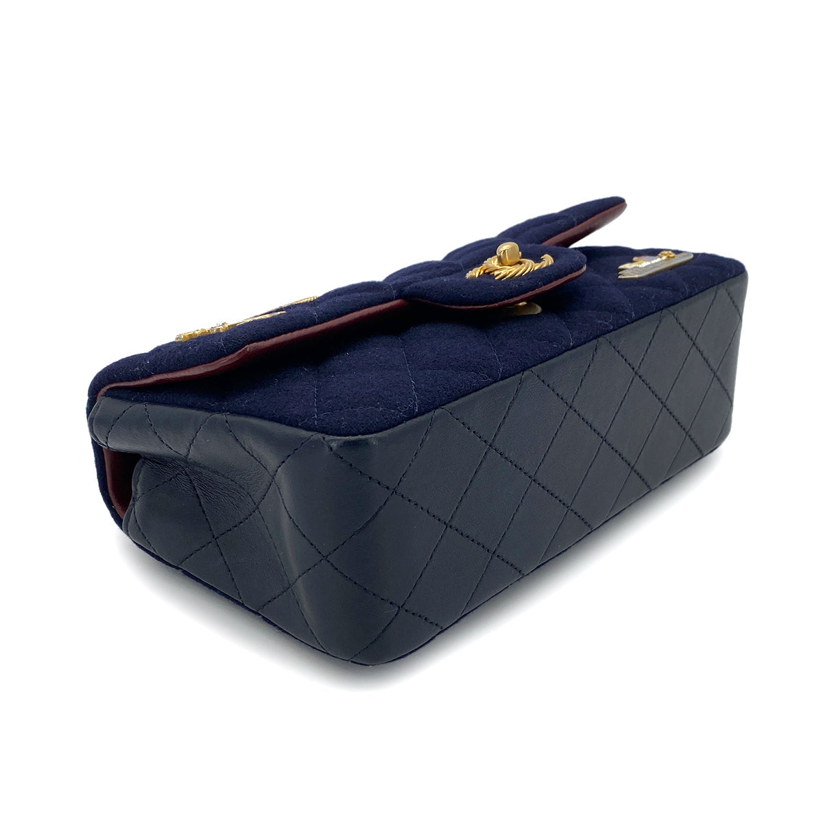 CHANEL MATELASSE CHAIN SHOULDER BAG MARINE CHARM NAVY COTTON JERSEY 90271983