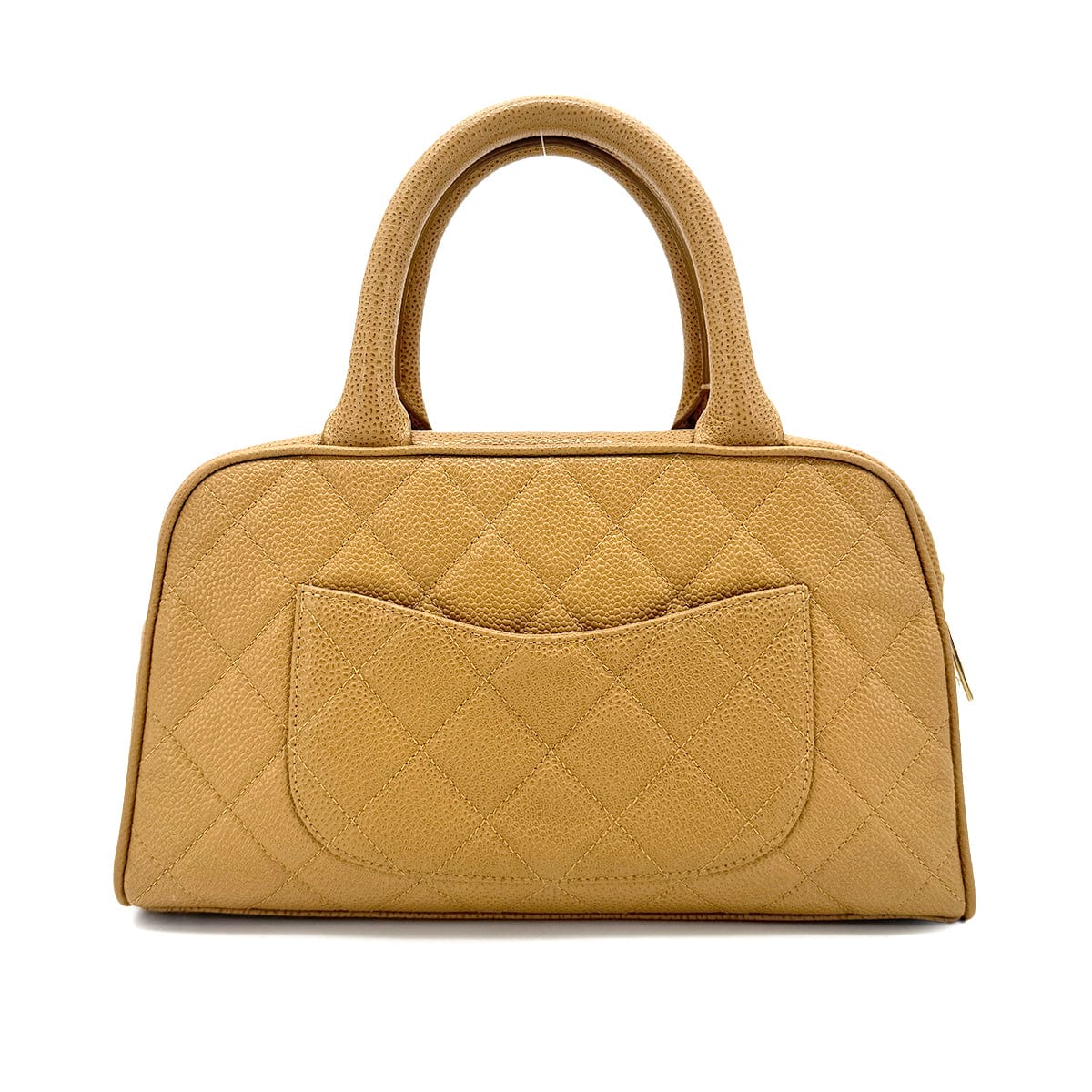 CHANEL VINTAGE MINI BOSTON HAND BAG BEIGE CAVIAR SKIN 90272324