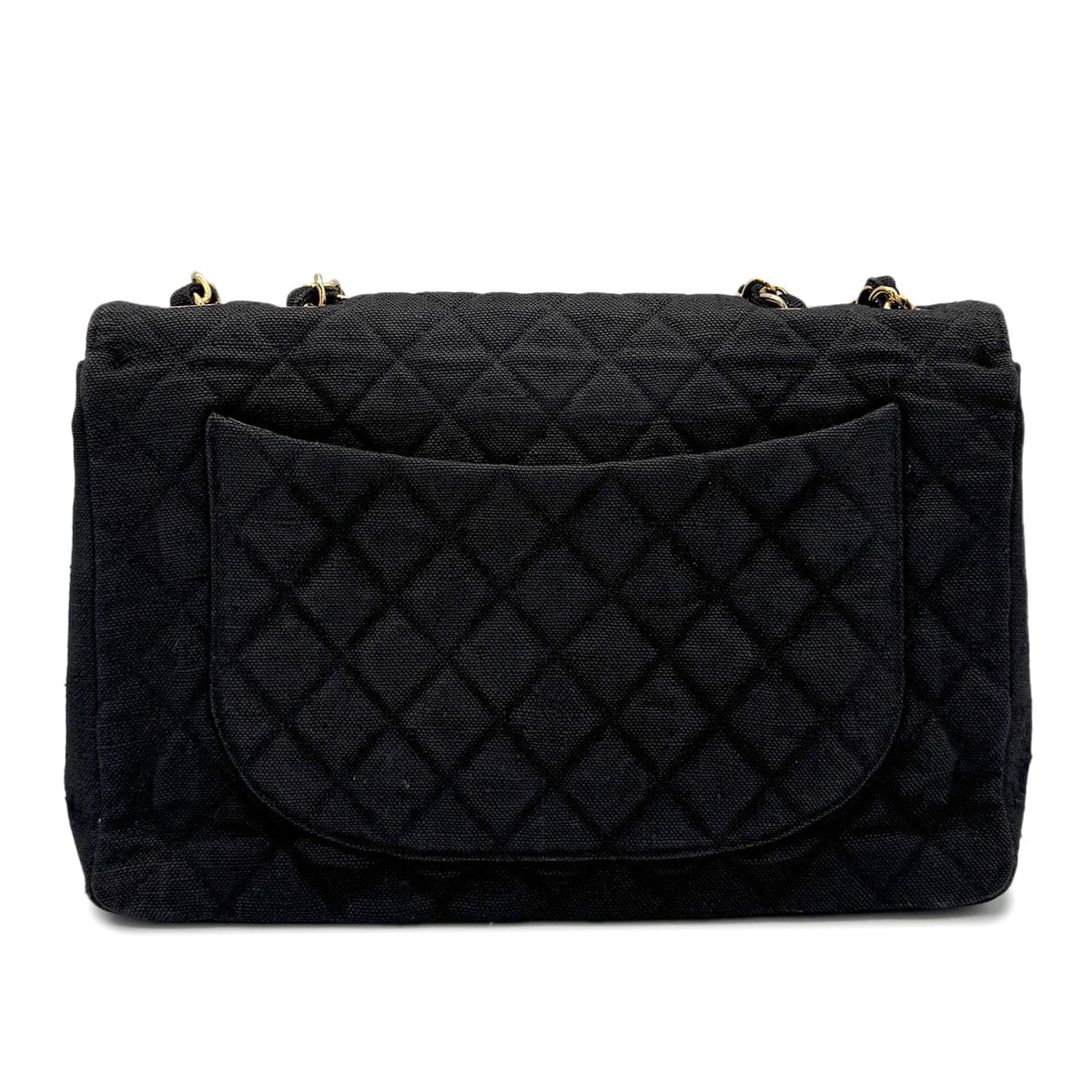 CHANEL VINTAGE MAXI MATELASSE CHAIN SHOULDER BAG BLACK LINEN 90272804