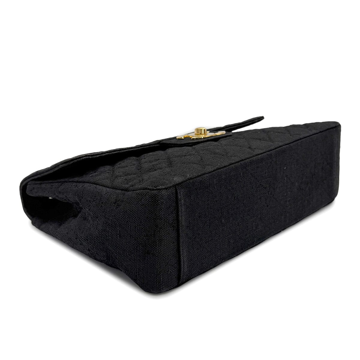 CHANEL VINTAGE MAXI MATELASSE CHAIN SHOULDER BAG BLACK LINEN 90272804