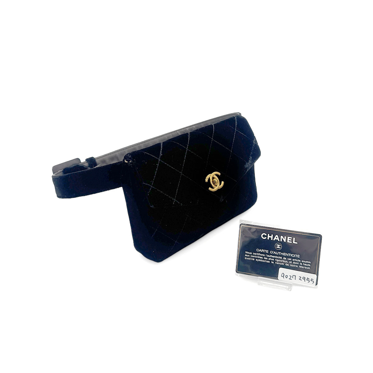 CHANEL VINTAGE COCOMARK VELOUR BELT BAG BLACK 90272955