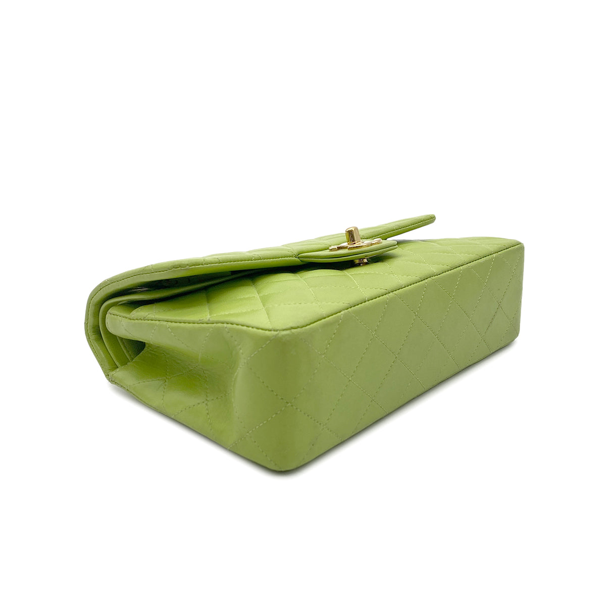 CHANEL VINTAGE CLASSIC FLAP SMALL CHAIN SHOULDER BAG GREEN LAMB SKIN 90272997
