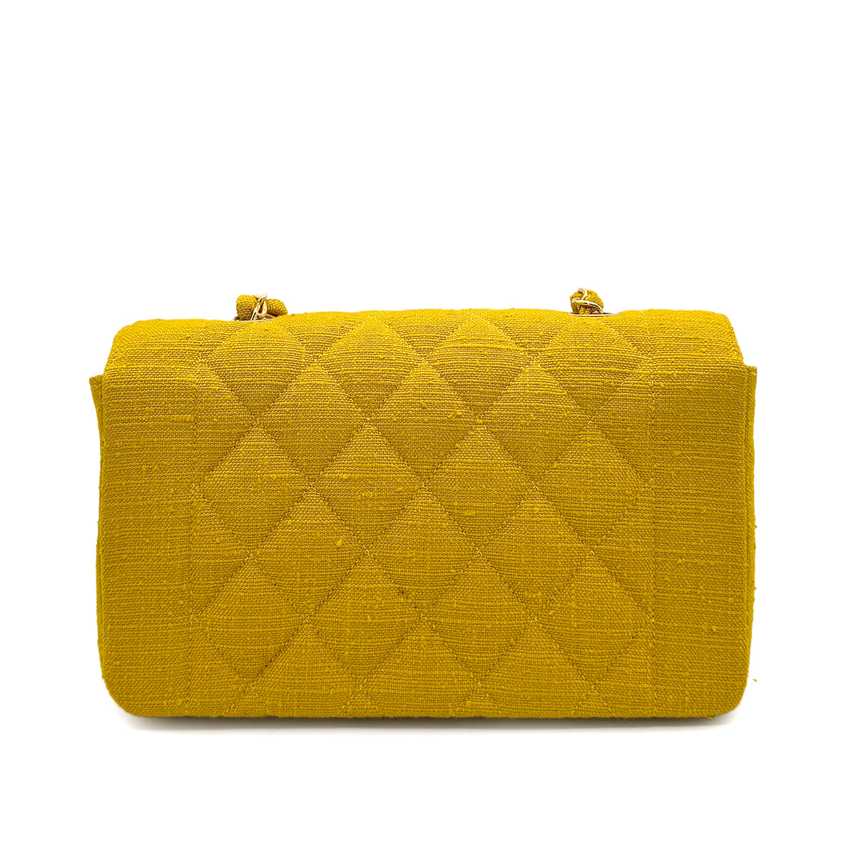 CHANEL VINTAGE DIANA SMALL CHAIN SHOULDER BAG YELLOW CANVAS 90273870