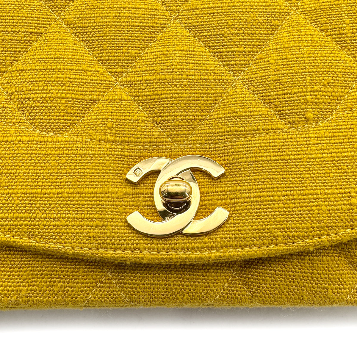 CHANEL VINTAGE DIANA SMALL CHAIN SHOULDER BAG YELLOW CANVAS 90273870