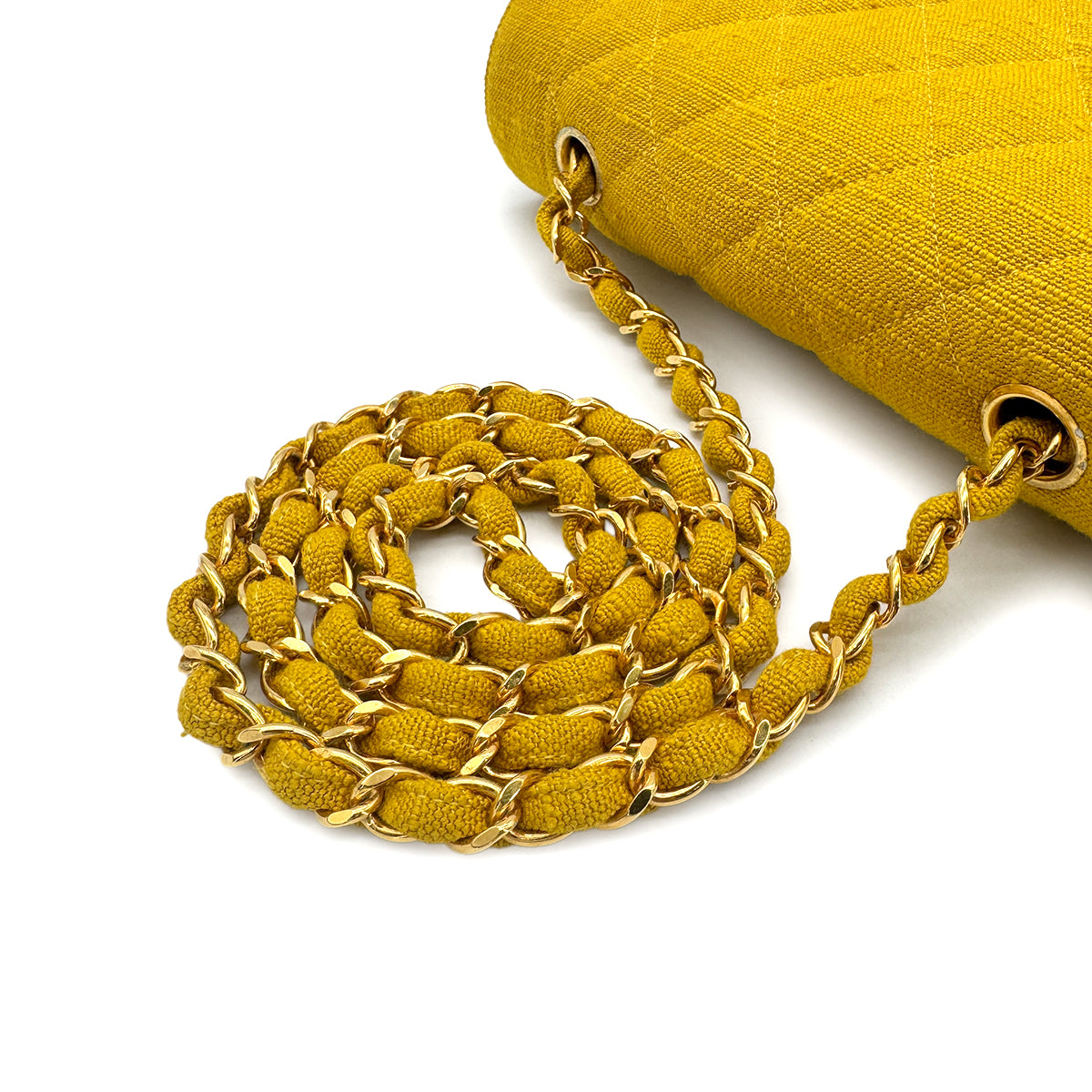 CHANEL VINTAGE DIANA SMALL CHAIN SHOULDER BAG YELLOW CANVAS 90273870