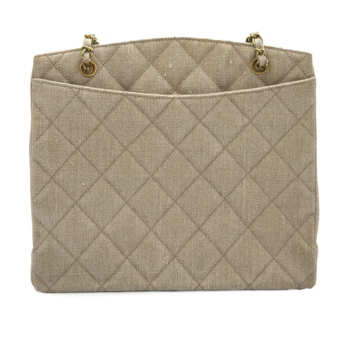 CHANEL VINTAGE COCOMARK CHAIN SHOULDER BAG BEIGE LINEN 90273873