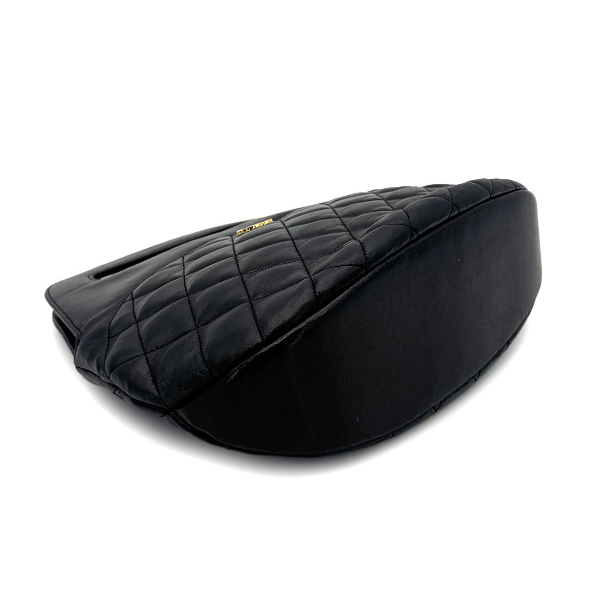 CHANEL VINTAGE MATELASSE HAND SHOULDER BAG BLACK LAMB SKIN 90273876