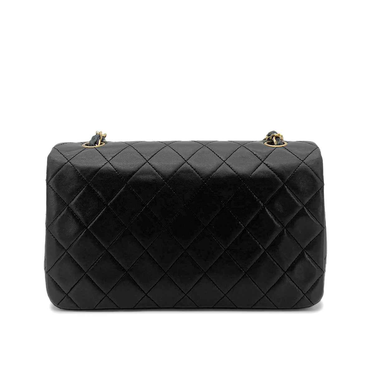 CHANEL VINTAGE FULL FLAP CHAIN SHOULDER BAG BLACK LAMB SKIN 90274042