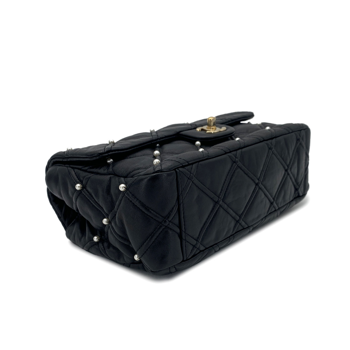 CHANEL MATELASSE CHAIN SHOULDER BAG FAKEPEARL BLACK LAMB SKIN 90274853